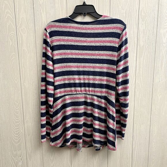 Lane Bryant Gray Blue Pink Stripe V-Neck Long Sleeve Top 14/16 NWT - Picture 5 of 5